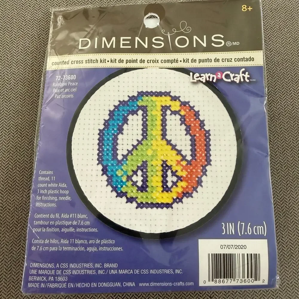 Dimensions Learn-A-Craft Cross Stitch Kits Lot of 2 Turtle Peace Sign NEW
